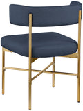 Rivage Deep Navy Durable Linen Textured Fabric Dining Chair 926Navy-C Meridian Furniture