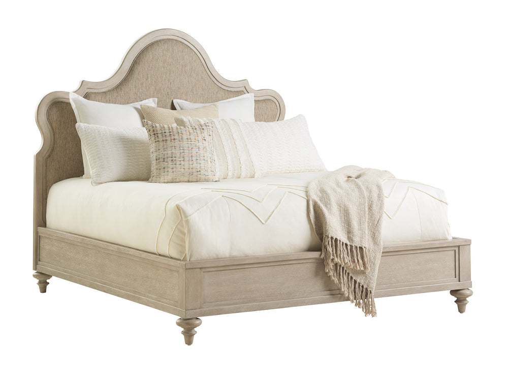 Lexington Barclay Butera Zuma Upholstered Panel Bed: Elegant King Size Design With Textured Fabric And Classic Bun Feet Dune  926-144c