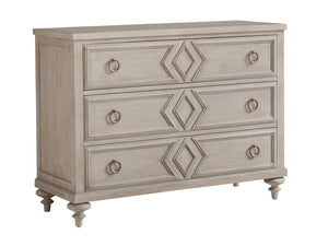 Lexington Barclay Butera Viewpoint Elegant 3-drawer Dresser With Decorative Diamond Overlays And Timeless Bun Feet Design Dune  926-221