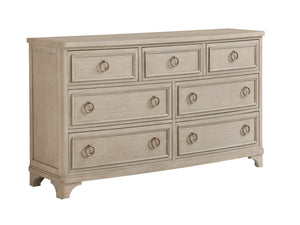 Lexington Barclay Butera Walker Seven Drawer Dresser - Elegant Bowfront Design With Raised Moldings For Stylish Storage Dune  926-233