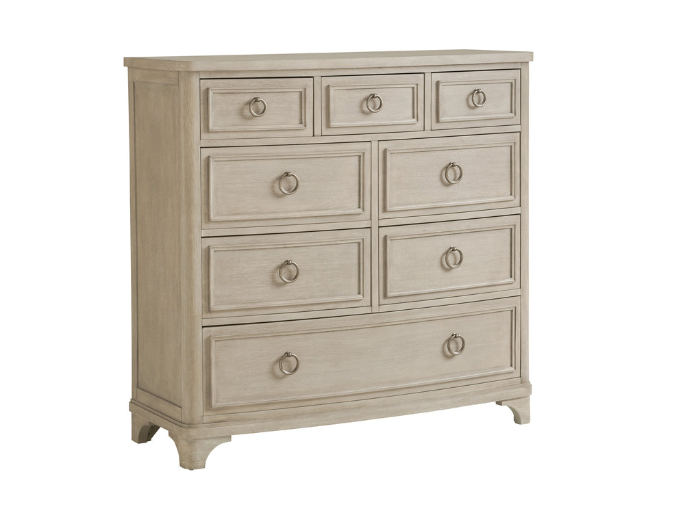 Lexington Barclay Butera Westward Elegant Gentleman’S Chest With 8 Drawers, Bowfront Design, And Stylish Bracket Feet Dune  926-329