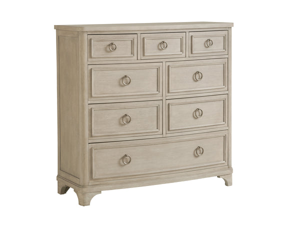 Lexington Barclay Butera Westward Elegant Gentleman’S Chest With 8 Drawers, Bowfront Design, And Stylish Bracket Feet Dune  926-329