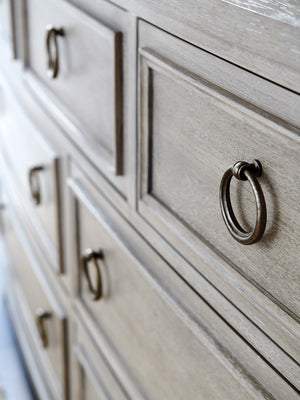 Lexington Barclay Butera Westward Elegant Gentleman’S Chest With 8 Drawers, Bowfront Design, And Stylish Bracket Feet Dune  926-329