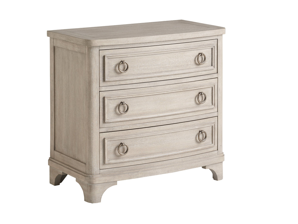 Lexington Barclay Butera Trancas Nightstand - Elegant Coastal Design With Three Drawers, Bowfront Profile, And Bracket Feet Dune  926-621