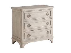 Lexington Barclay Butera Trancas Nightstand - Elegant Coastal Design With Three Drawers, Bowfront Profile, And Bracket Feet Dune  926-621