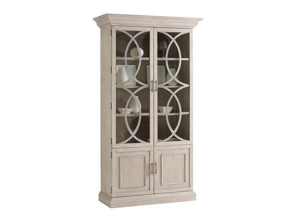 Lexington Barclay Butera El Matador Curio - Elegant Metal Fretwork, Adjustable Glass Shelves, And Led Touch Lighting Design Dune  926-864