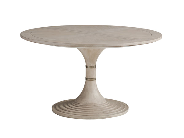 Lexington Barclay Butera Topanga Elegant Round Dining Table - Hourglass Design With Metal Accents For Stylish Gatherings Dune  926-870c