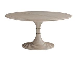 Lexington Barclay Butera Kingsport Round Dining Table - Elegant Hourglass Design With Metal Accents For Casual Dining Style Dune  926-875c