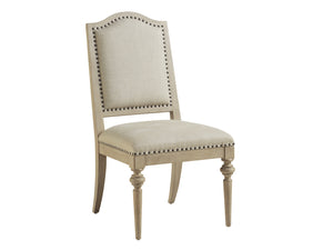 Lexington Barclay Butera Aidan Upholstered Side Chair - Coastal Elegance With Natural Linen, Smoked Nickel Trim And Graceful Design Dune  926-880-01