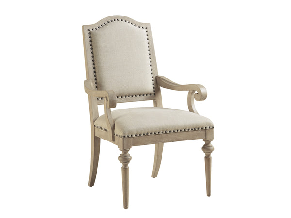Lexington Barclay Butera Aidan Upholstered Arm Chair - Casual Elegance With Natural Linen, Smoked Nickel Trim & Graceful Design Dune  926-881-01