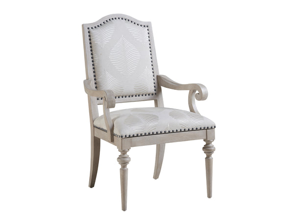 Lexington Barclay Butera Aidan Upholstered Arm Chair - Casual Elegance With Natural Linen, Smoked Nickel Trim & Graceful Design Dune  926-881-40
