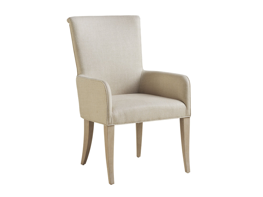 Lexington Barclay Butera Serra Upholstered Arm Chair - Elegant Design With Flared Saber Legs, Natural Linen Comfort, Chic Style Dune  926-883-01