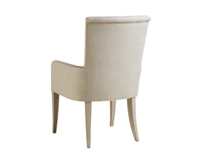 Lexington Barclay Butera Serra Upholstered Arm Chair - Elegant Design With Flared Saber Legs, Natural Linen Comfort, Chic Style Dune  926-883-01