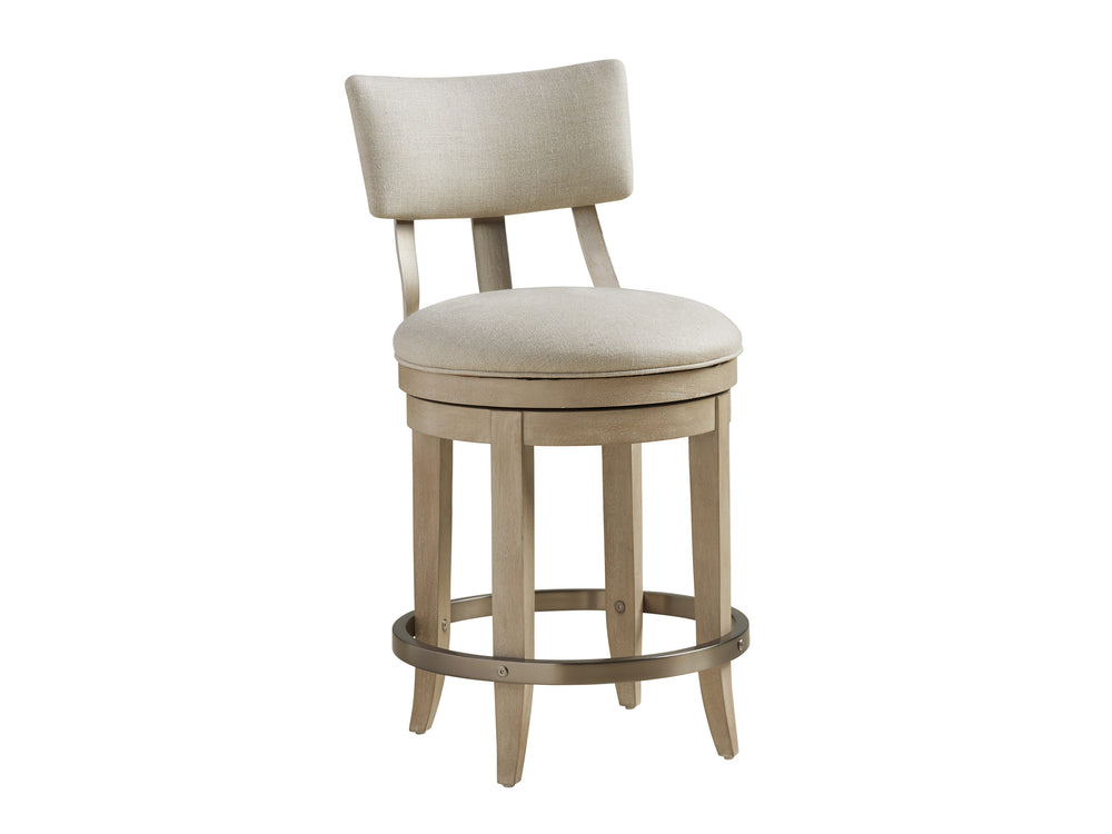 Lexington Barclay Butera Cliffside Swivel Upholstered Counter Stool - Elegant Design With Soft Natural Linen And Metal Accents Dune  926-895-01