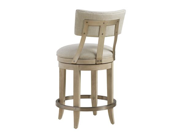 Lexington Barclay Butera Cliffside Swivel Upholstered Counter Stool - Elegant Design With Soft Natural Linen And Metal Accents Dune  926-895-01