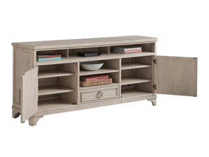 Lexington Barclay Butera Rocky Oaks Media Console - Elegant Storage Solution With Sound Bar Compartment And Adjustable Shelves Dune  926-907