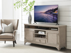 Lexington Barclay Butera Rocky Oaks Media Console - Elegant Storage Solution With Sound Bar Compartment And Adjustable Shelves Dune  926-907
