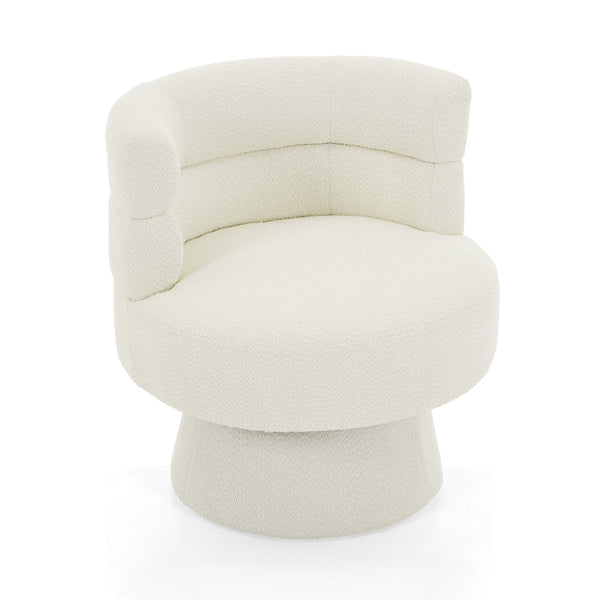 English Elm Christopher Knight Home® - Contemporary Boucle 360° Swivel Barrel Chair with 330lb Capacity, Plush Textured Accent Seat for Living Room Cream White N765P292090W