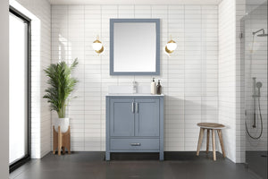 English Elm Dark Grey 30 in Bath Vanity with White Quartz Top, Soft-Close Drawers, Mirror Included, Durable Finish B2731S00674