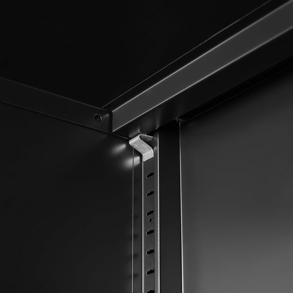 English Elm Metal Locker Cabinet Ventilated Steel Build Adjustable Shelves Industrial Home Organizer Black T3625P391460