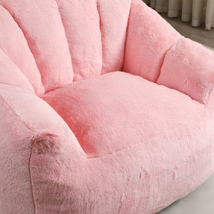 English Elm Bean Bag Chair - Plush Faux-Fur Sofa With Armrests, High-Density Foam For Cozy Living Room Comfort W2200P313809