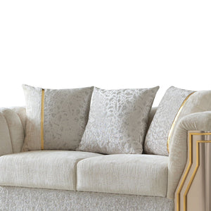 English Elm Chateau Cream Upholstered Sofa and Loveseat Set with Gold Steel Legs for Formal Rooms B009S02178