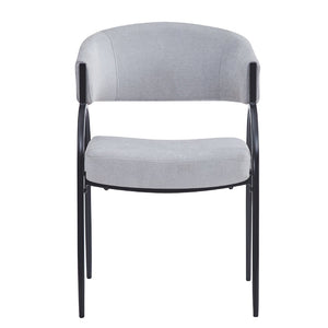 English Elm Upholstered Gray Fabric Dining Chair Set of Two with Sleek Metal Legs Modern Style N768P184752L