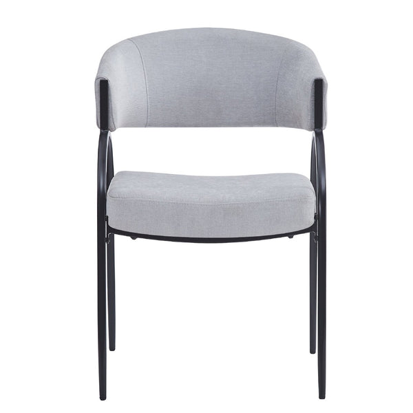 English Elm Upholstered Gray Fabric Dining Chair Set of Two with Sleek Metal Legs Modern Style N768P184752L