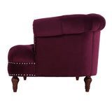 English Elm La Rosa Victorian Chesterfield Loveseat, Burgundy Velvet