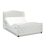 English Elm Fontana Wingback Upholstered Platform Bed Frame, Queen, Antique White Polyester