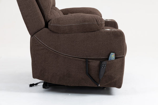 English Elm Lounge Electric Lift Recliner Chair - Oversized Velvet Sofa With 180° Full Recline & Cup Holders W547S00050