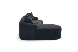 English Elm Compression L-Shape Sectional Sofa with Curved Chaise — Black Chenille Modular Sleeper, 30D Foam Comfort W2231S00043