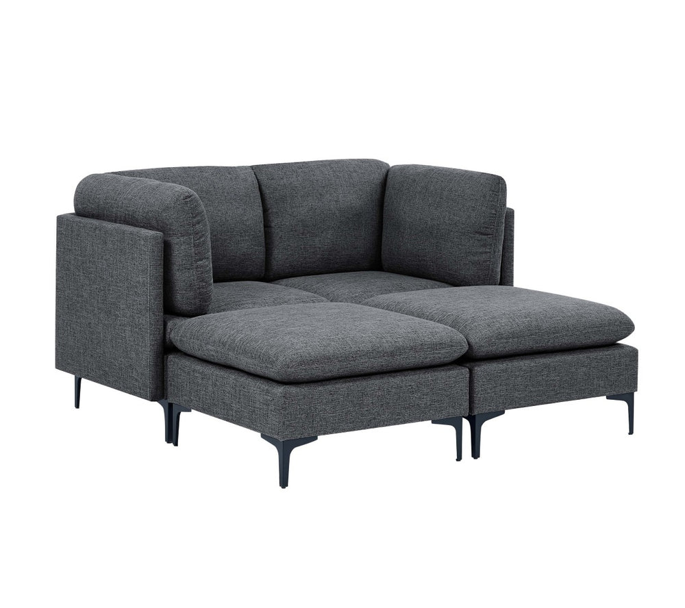 English Elm Linen Modular Sectional with Black Metal Legs for Modern Living Rooms B2748S00105