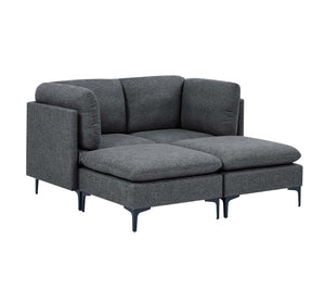 English Elm Linen Modular Sectional with Black Metal Legs for Modern Living Rooms B2748S00105