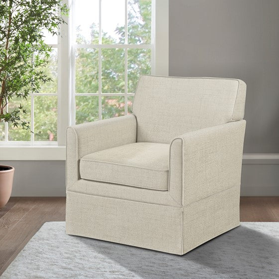 English Elm Slipcover Accent Armchair Cream with Black Wood Legs, Solid Frame, Foam Seat Cushion, 300 lb Capacity B035P262670