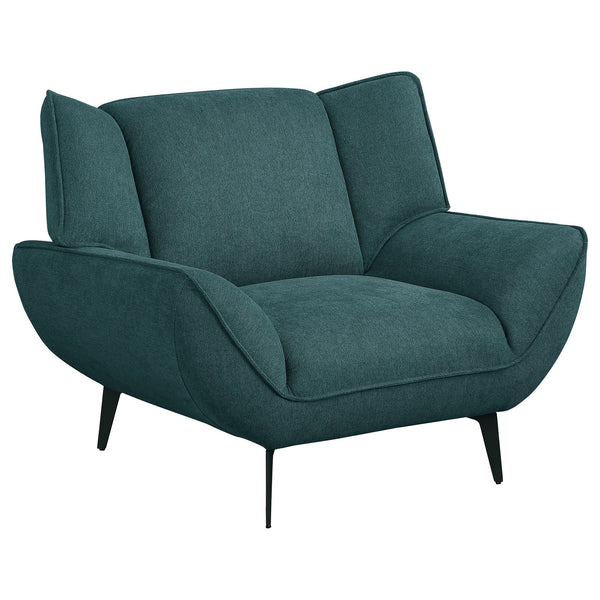 English Elm Logan Teal Blue 3-Piece Sofa Set: Modern Wingback Design With Plush Comfort & Sleek Metal Legs B062S01269