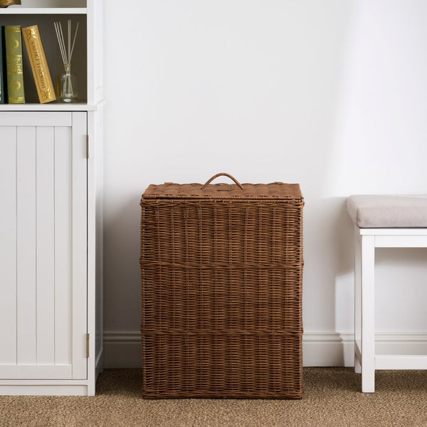 English Elm Joseph Resin Wicker Laundry Hamper Rectangular Open Weave Airflow Bathroom Storage B2765P481179