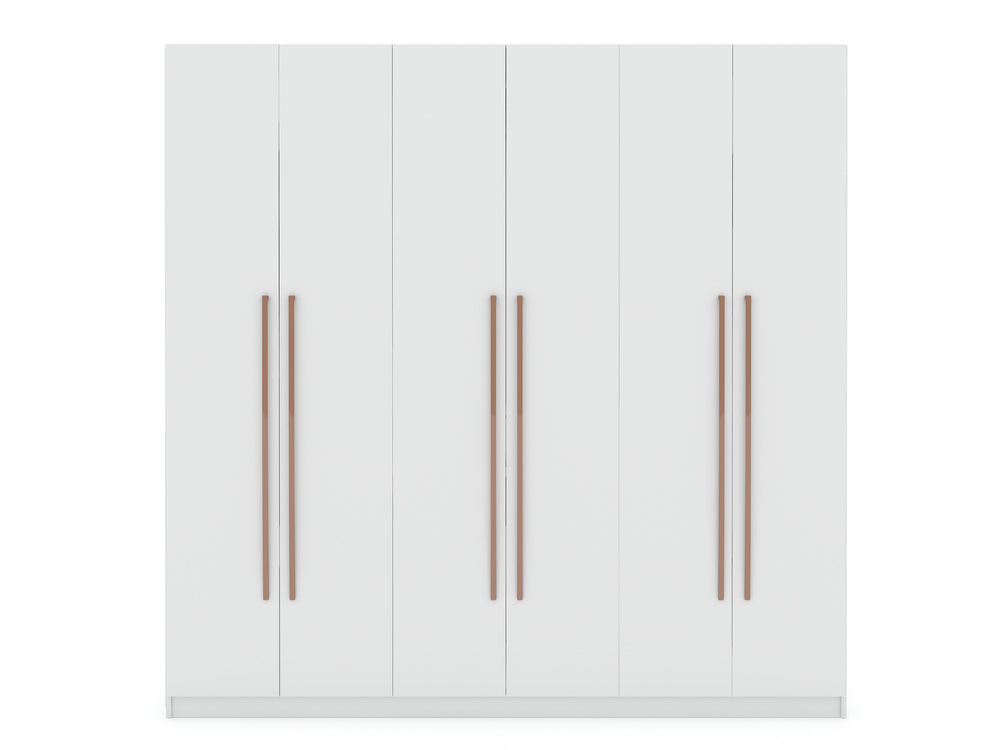 English Elm Gramercy 82" Wardrobe Organizer with Soft-Close Doors, Aluminum Rods, Shelves & Center Drawers White B365S00001