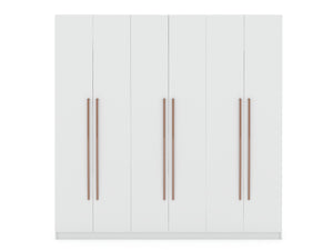 English Elm Gramercy 82" Wardrobe Organizer with Soft-Close Doors, Aluminum Rods, Shelves & Center Drawers White B365S00001