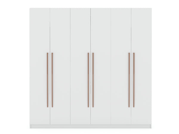 English Elm Gramercy 82" Wardrobe Organizer with Soft-Close Doors, Aluminum Rods, Shelves & Center Drawers White B365S00001