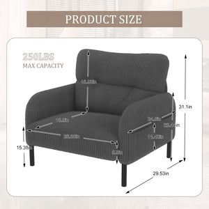 English Elm United We Win Corduroy Accent Chair Wide Seat Foam Cushion Living Room Lounge Gray W1568P386154