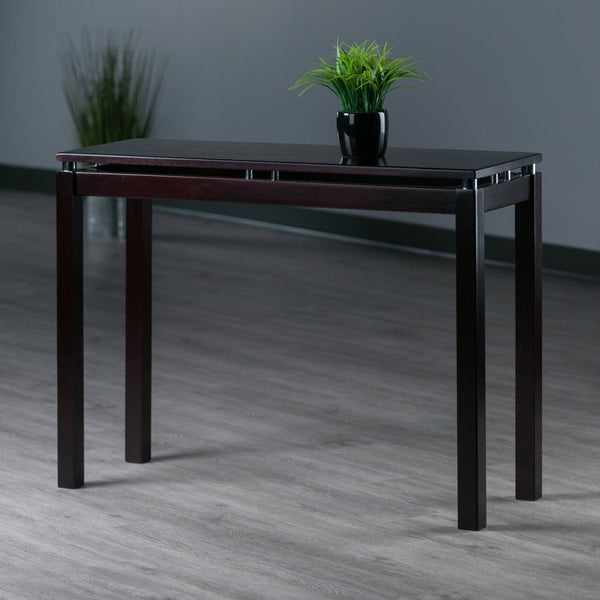 Winsome Wood Linea Console Table In Espresso - Stylish Design With Chrome Accents For Elegant Living Spaces Espresso Solid Wood 92730-winsome-wood