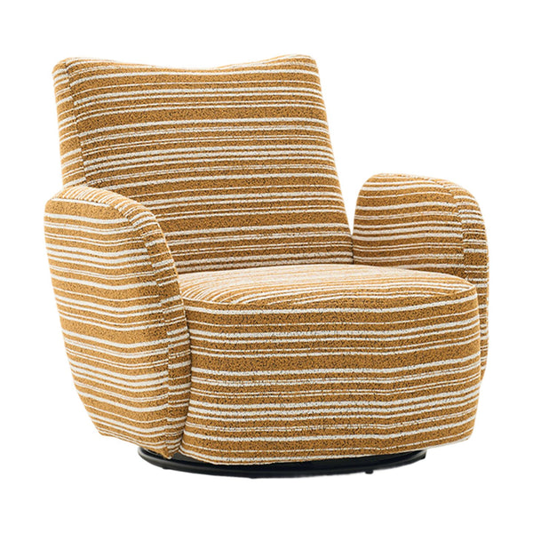 English Elm Modern Boucle 360° Swivel Leisure Chair with High‑Resilience Sponge, Supportive Curve, 550lb Capacity Mustard yellow W395P355482