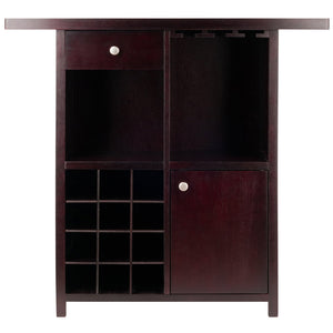Winsome Wood Macon Wine Bar - Elegant Espresso Finish With Wine Grid, Stemware Holder & Spacious Storage Solutions Espresso Solid ,Composite Wood 92739-winsome-wood