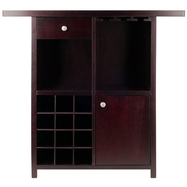 Winsome Wood Macon Wine Bar - Elegant Espresso Finish With Wine Grid, Stemware Holder & Spacious Storage Solutions Espresso Solid ,Composite Wood 92739-winsome-wood