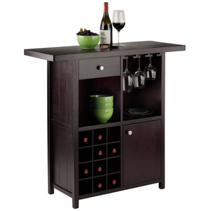 Winsome Wood Macon Wine Bar - Elegant Espresso Finish With Wine Grid, Stemware Holder & Spacious Storage Solutions Espresso Solid ,Composite Wood 92739-winsome-wood