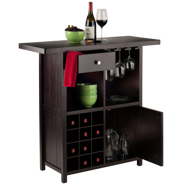 Winsome Wood Macon Wine Bar - Elegant Espresso Finish With Wine Grid, Stemware Holder & Spacious Storage Solutions Espresso Solid ,Composite Wood 92739-winsome-wood