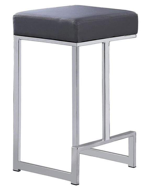English Elm 25 in Backless Faux Leather Counter Stools with Polished Silver Pedestal Base Set of 2 Gray B011P496922