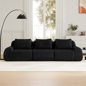 English Elm 114" Modular Cloud Sectional Flannelette Sofa Deep Seat Boneless Foam Living Room Couch W714S01532