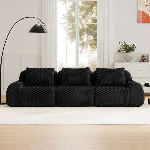 English Elm 114" Modular Cloud Sectional Flannelette Sofa Deep Seat Boneless Foam Living Room Couch W714S01532